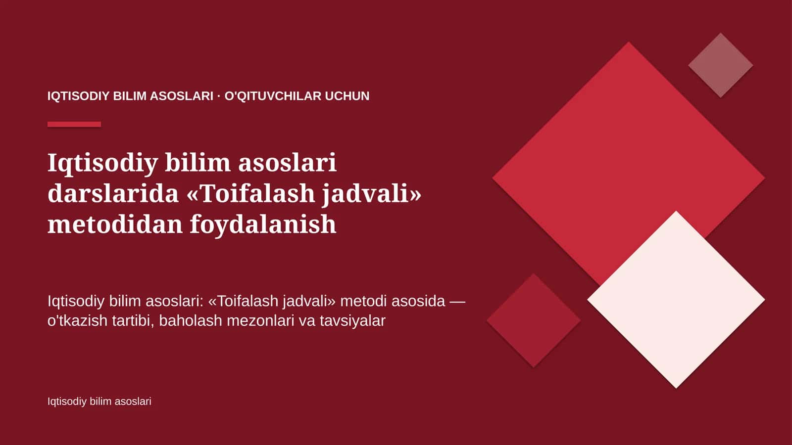 iqtisodiy bilim asoslari darslarida toifalash jadvali metodidan foydalanish 7323 1
