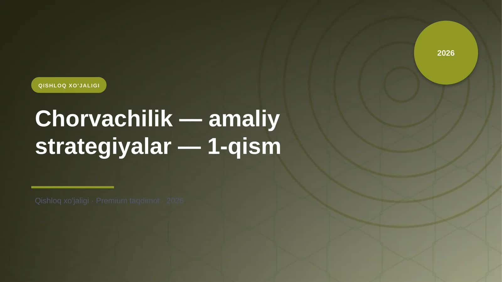 Chorvachilik — amaliy strategiyalar — 1-qism 1