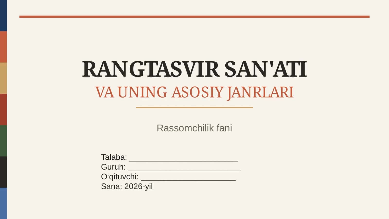 RANGTASVIR SAN'ATI VA UNING ASOSIY JANRLARI 1