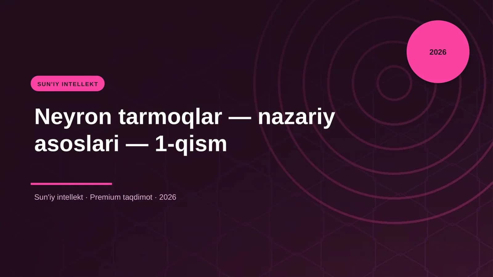 Neyron tarmoqlar — nazariy asoslari — 1-qism 1