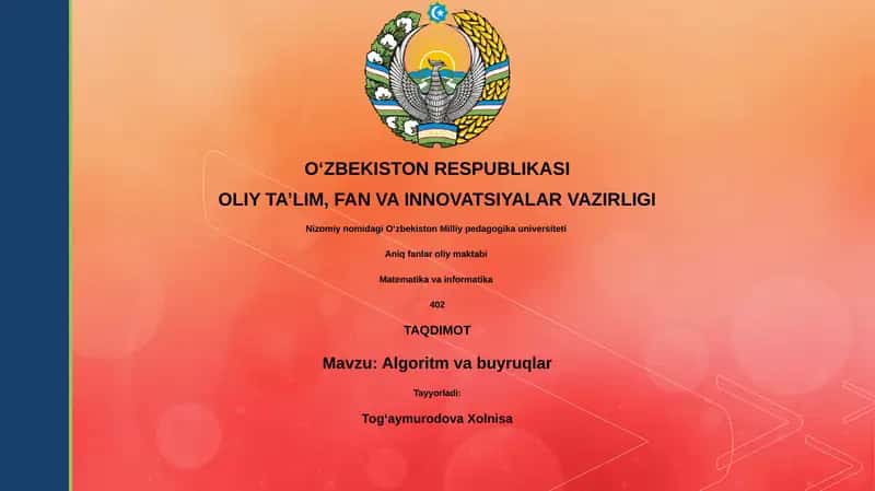 Algoritm va buyruqlar 1