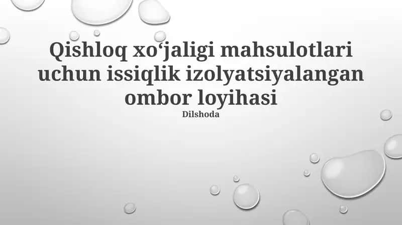 Qishloq xo'jaligi mahsulotlari uchun termal izolyatsiyalangan omborlar 1