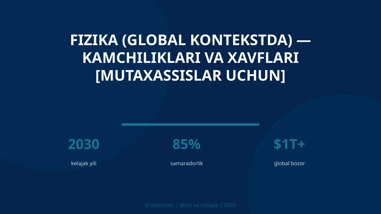 Fizika (global kontekstda) — kamchiliklari va xavflari [mutaxassislar uchun] 1