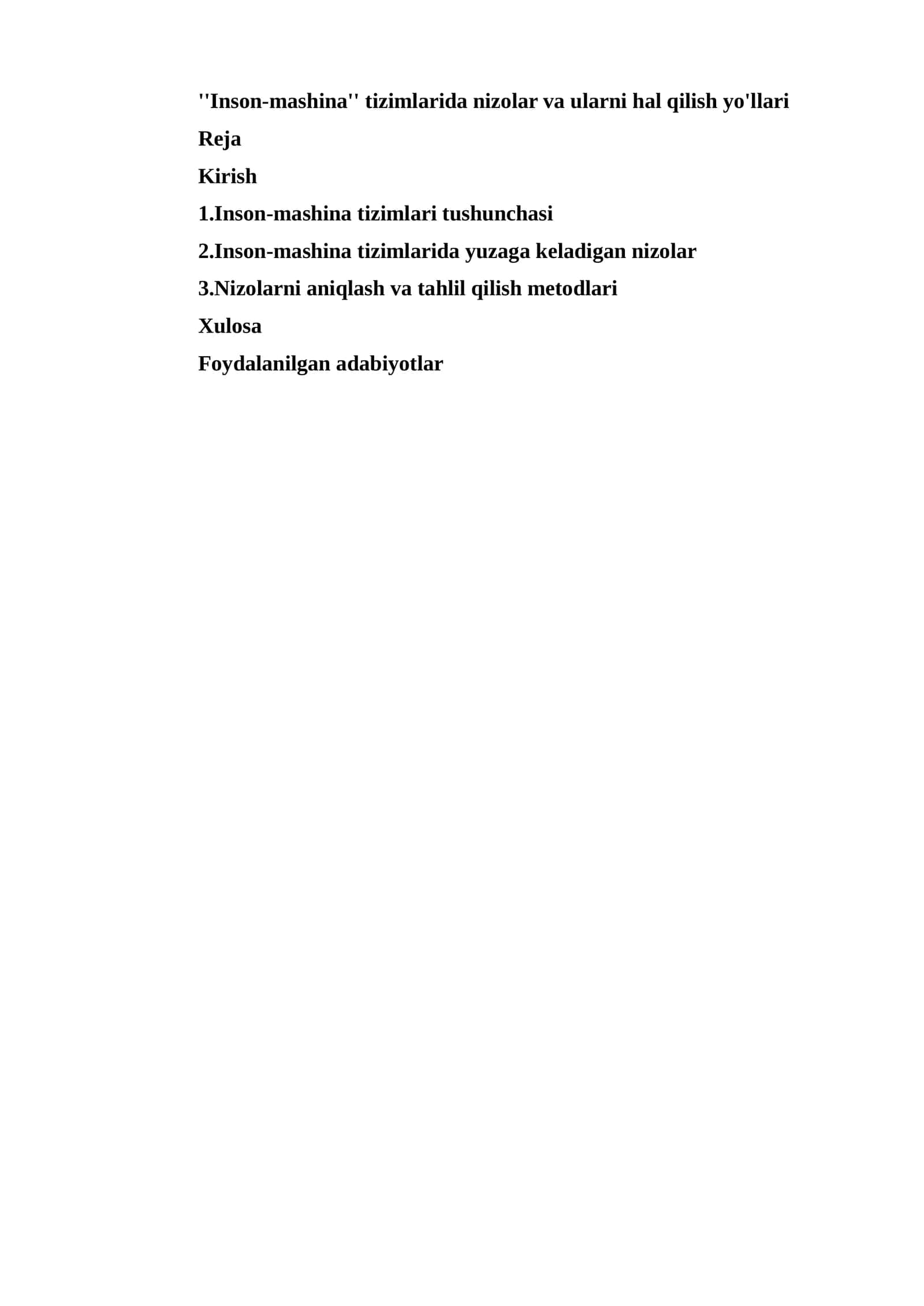 Inson-mashina tizimlari: nizolar va ularni hal qilish yo'llari 1