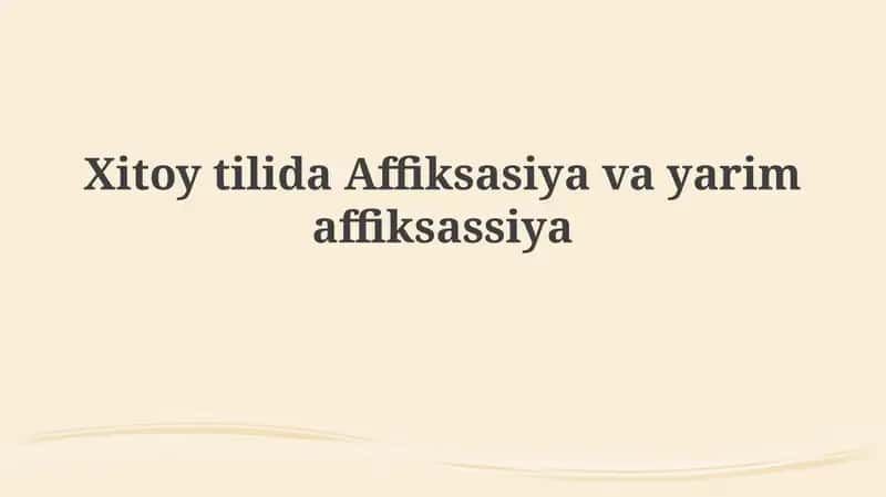 Xitoy tilida affiksatsiya va yarim affiksatsiya: umumiy ko'rinish 1
