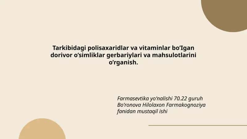 Boʻronova Hilolaxon Farmakognoziya 1