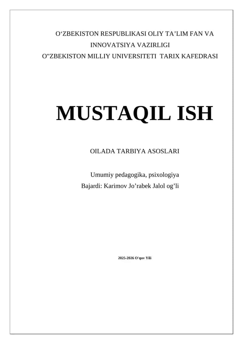 OILADA TARBIYA ASOSLARI 1