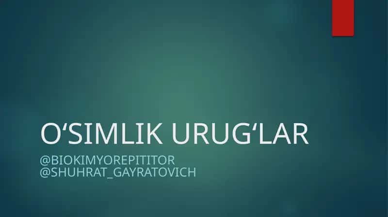 O‘SIMLIK URUG‘LAR 1