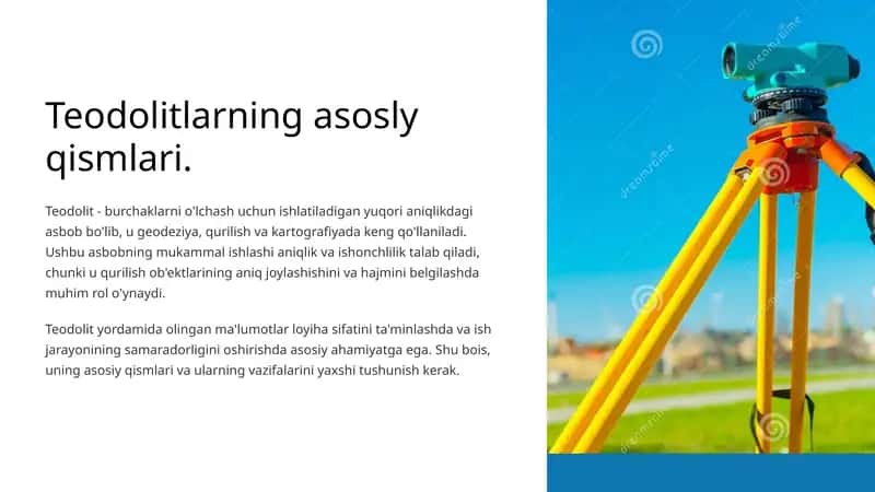 Teodolitlarning asosly qismlari. 1
