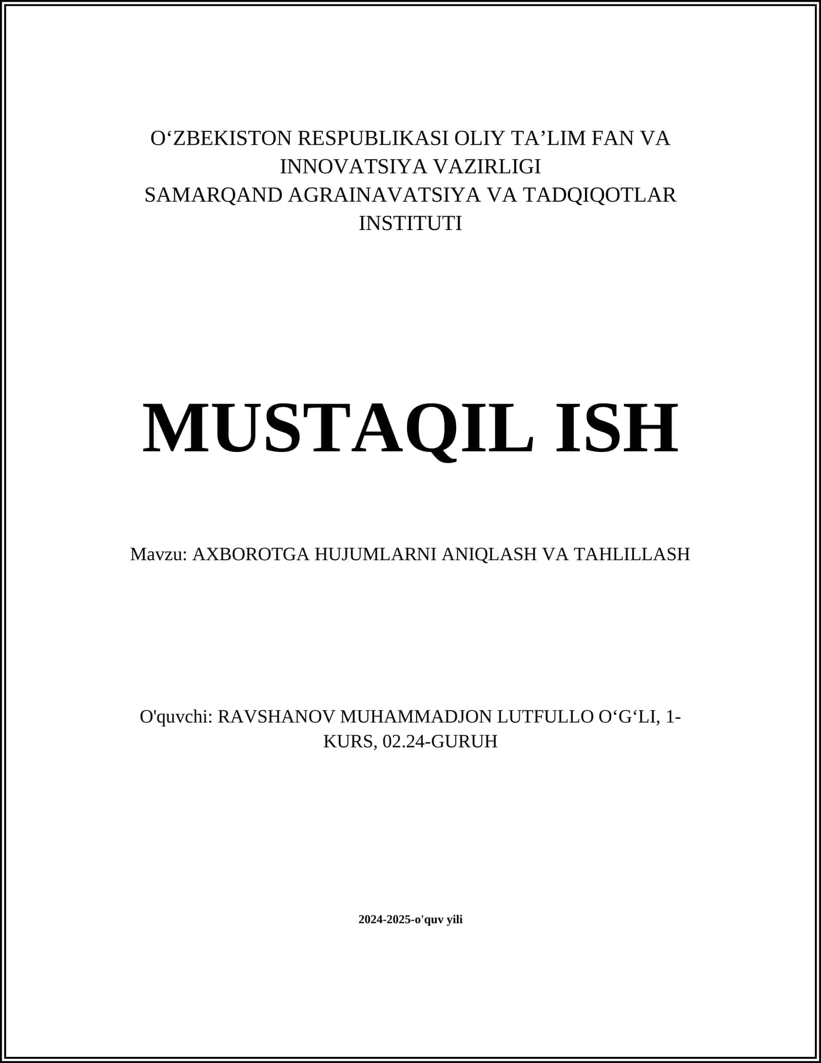 Kiberxavfsizlikning asosiy tamoyillari 1