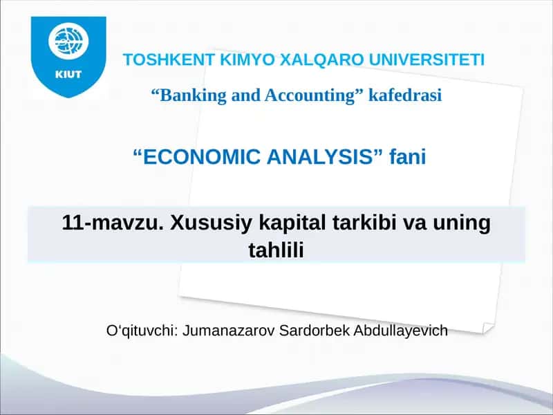 Xususiy kapital tarkibi va uning tahlili 1