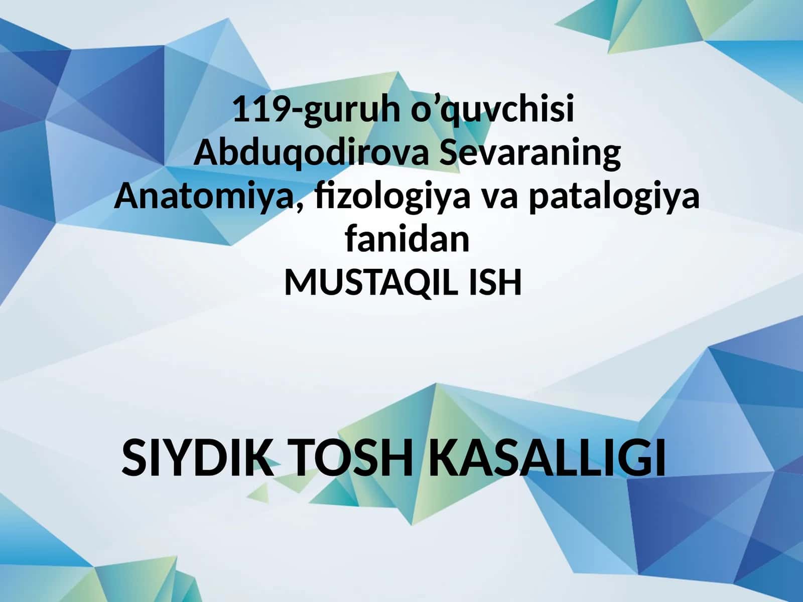 SIYDIK TOSH KASALLIGI 1