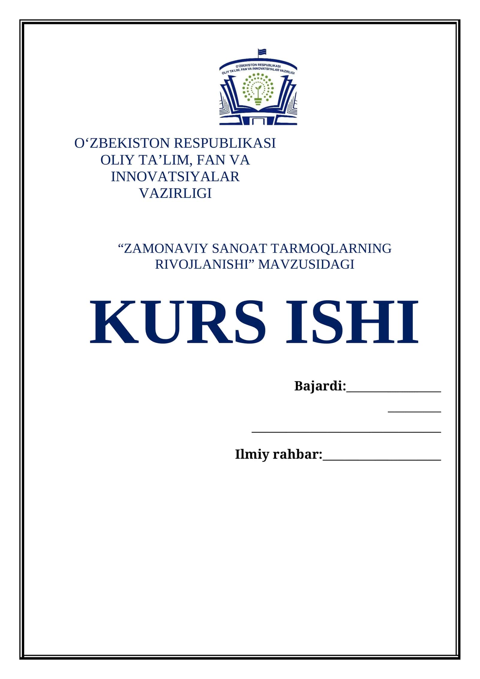 ZAMONAVIY SANOAT TARMOQLARNING RIVOJLANISHI 1
