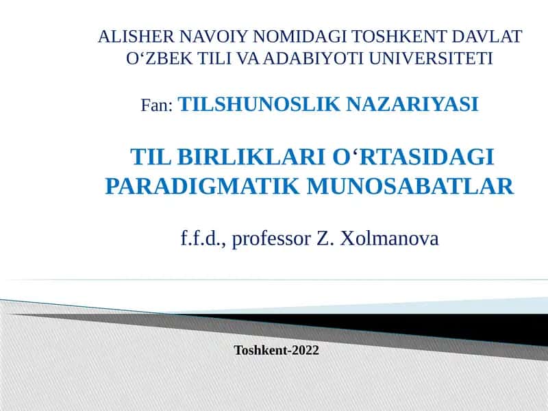 TILSHUNOSLIK NAZARIYASI 1