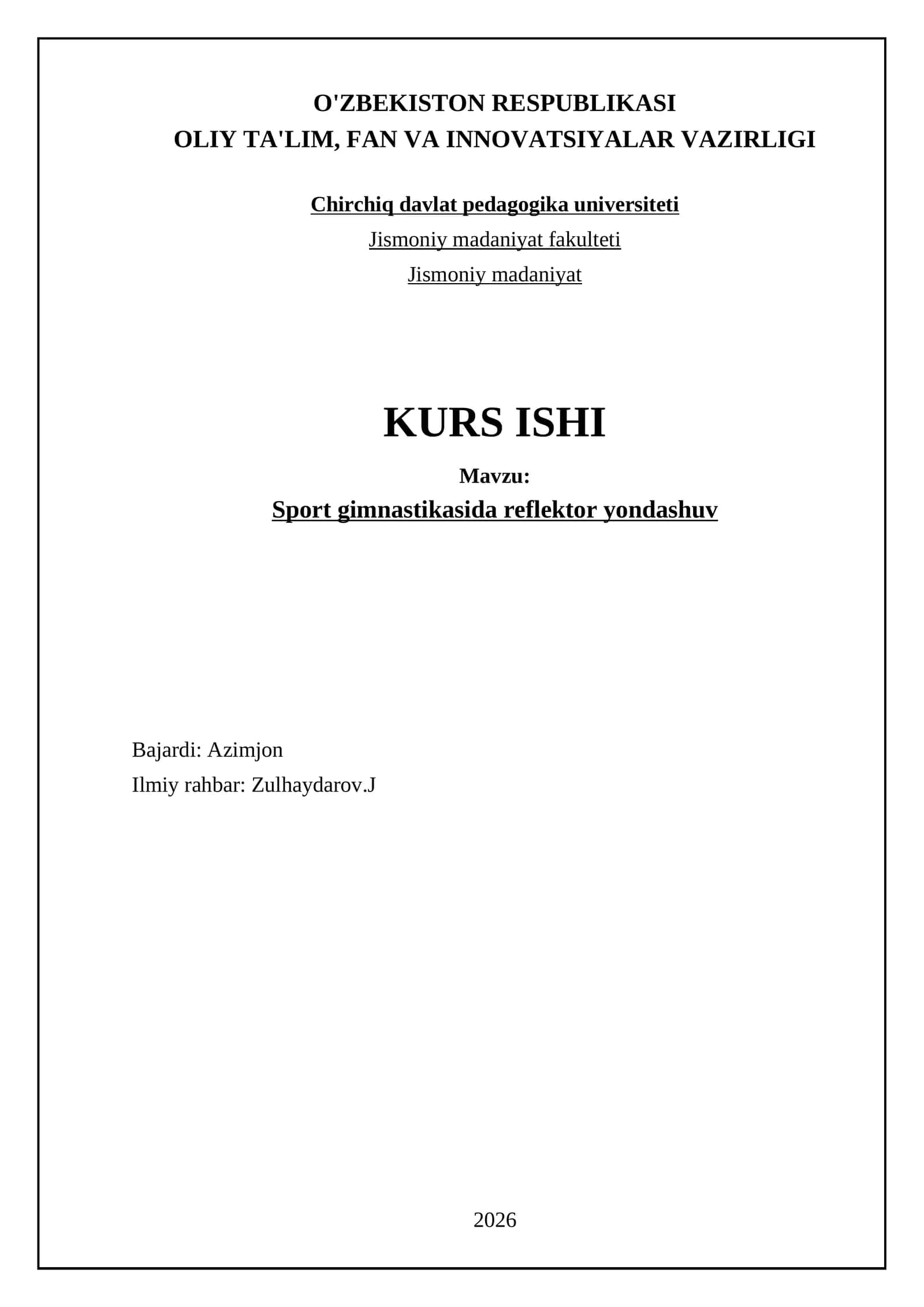 Sport gimnastikasida reflektor yondashuv 1