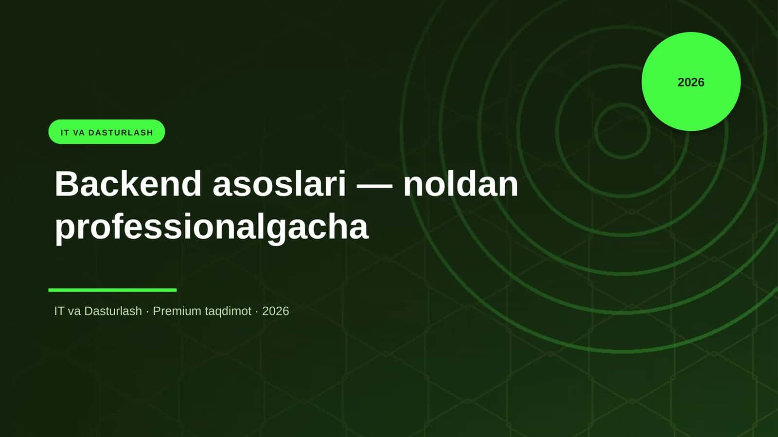 Backend asoslari — noldan professionalgacha 1