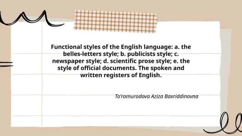 Functional styles of the English language 1