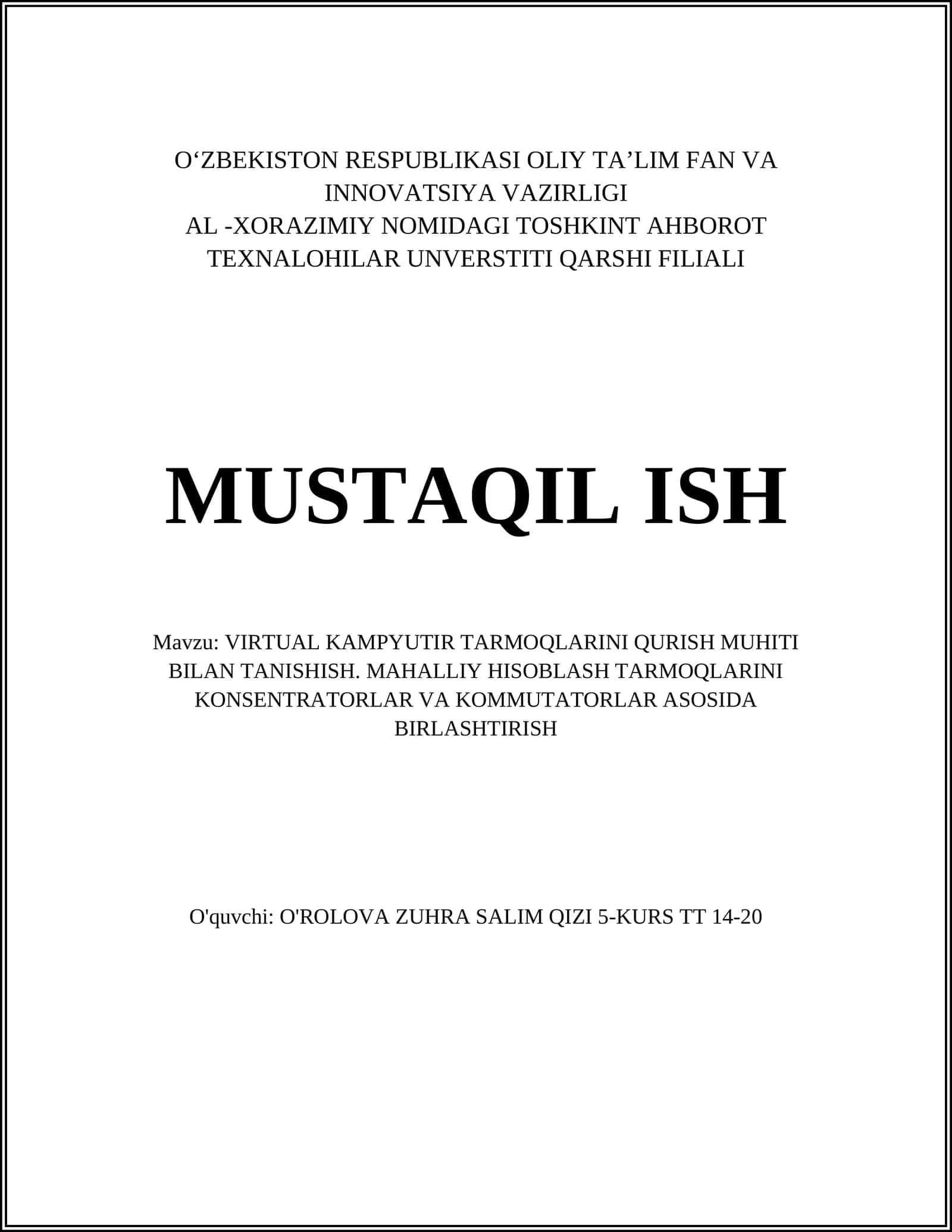 VIRTUAL KAMPYUTIR TARMOQLARINI QURISH MUHITI BILAN TANISHISH 1