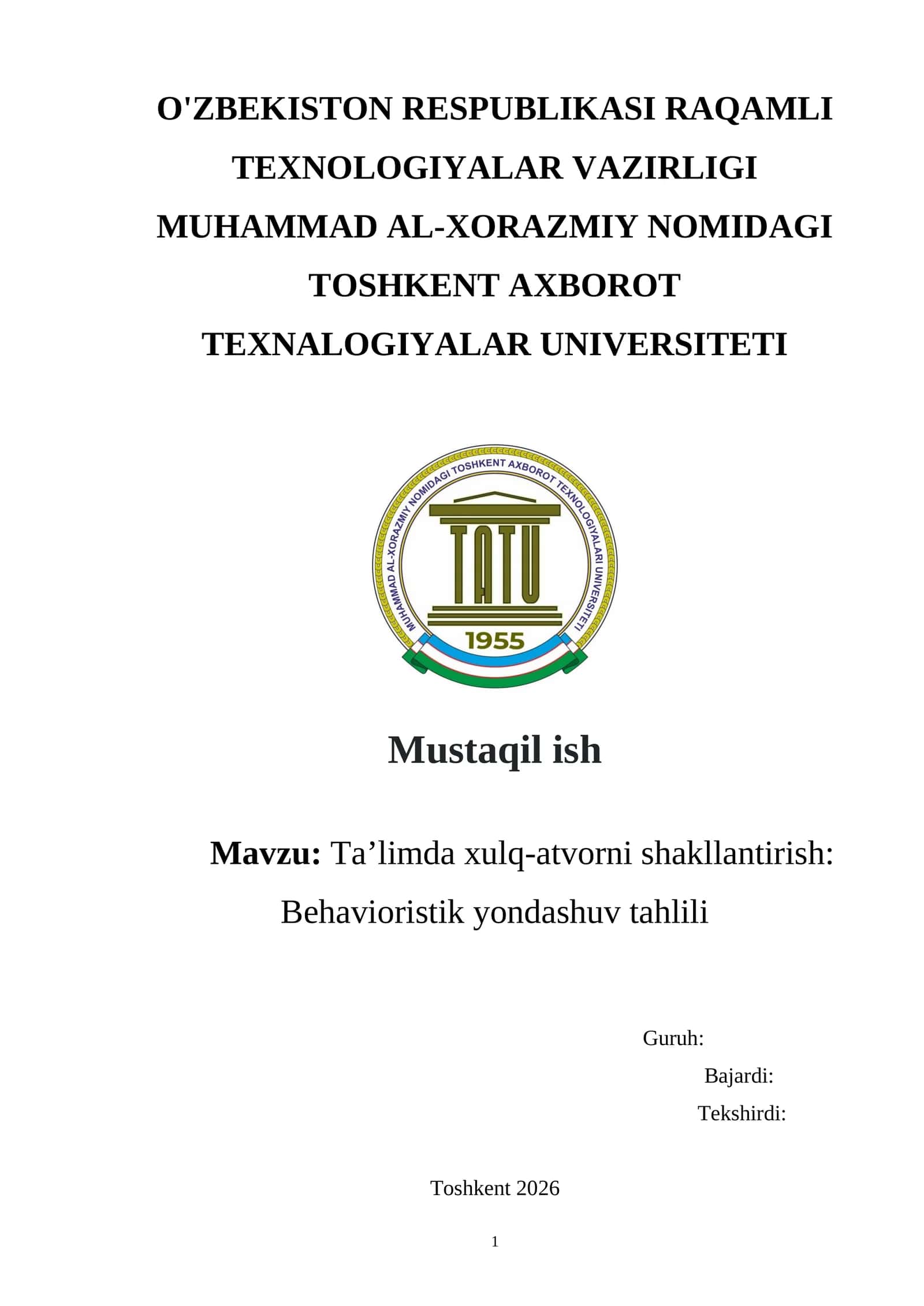 Ta’limda xulq-atvorni shakllantirish: Behavioristik yondashuv tahlili 1
