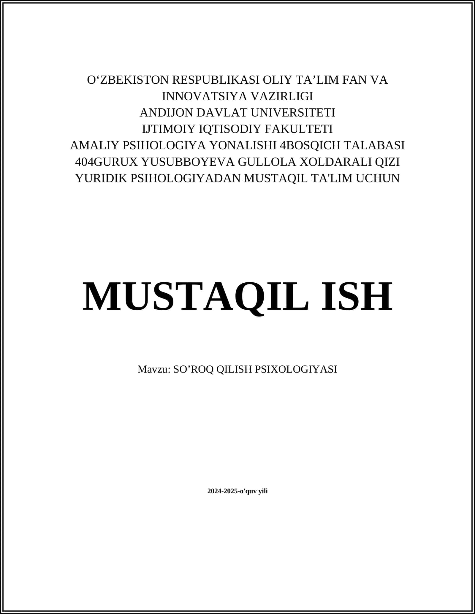 SO’ROQ QILISH PSIXOLOGIYASI 1