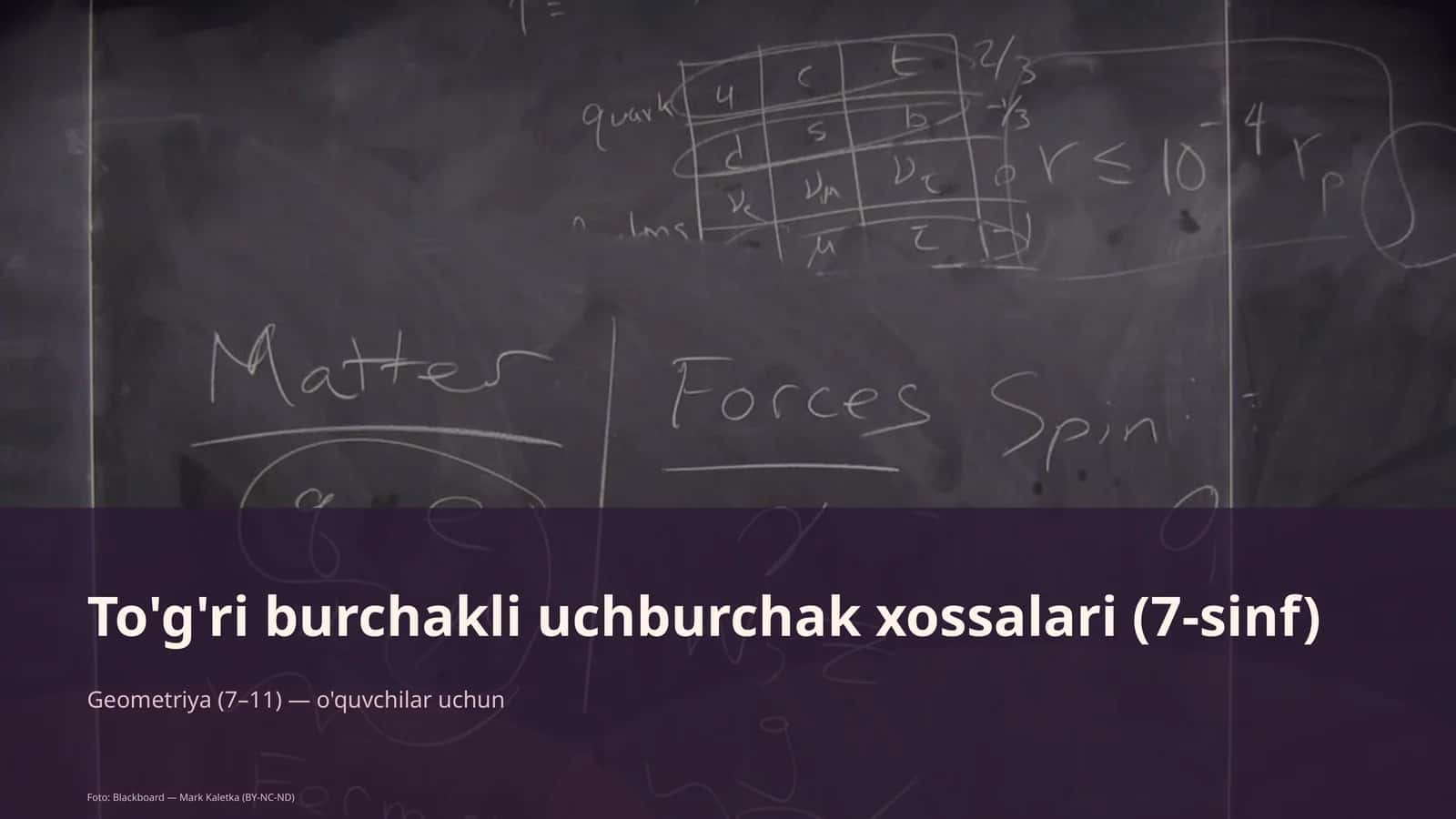 To'g'ri burchakli uchburchak xossalari (7-sinf) 1