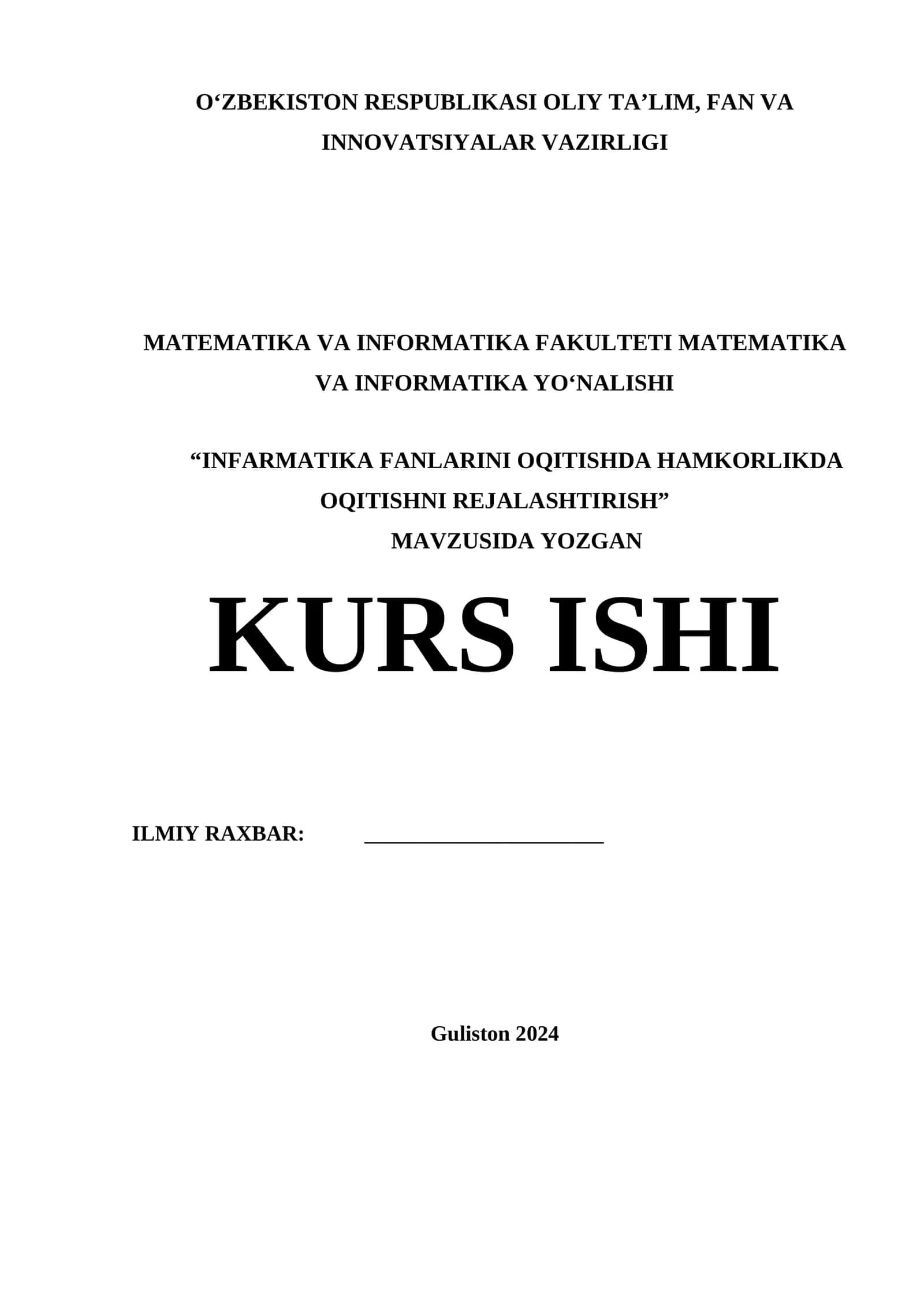 INFORMATIKA FANLARINI OQITISHDA HAMKORLIKDA OQITISHNI REJALASHTIRISH 1