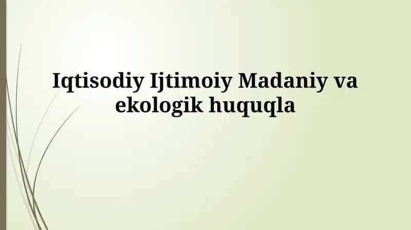 Iqtisodiy, Ijtimoiy, Madaniy va Atrof-muhit Huquqlari 1
