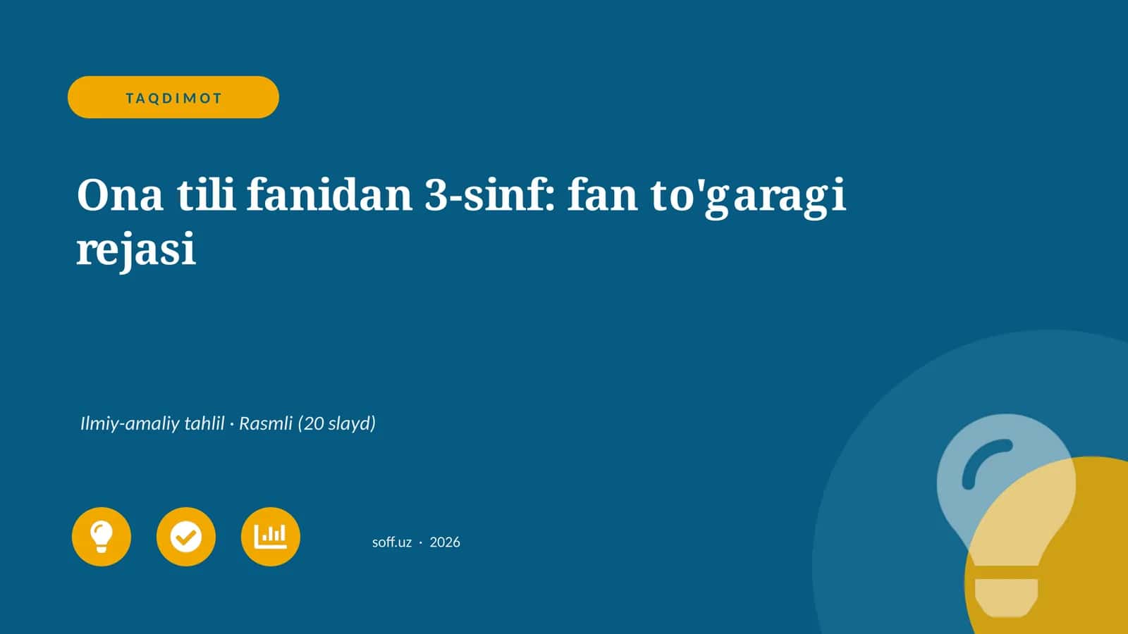 Ona tili fanidan 3-sinf: fan to'garagi rejasi 1
