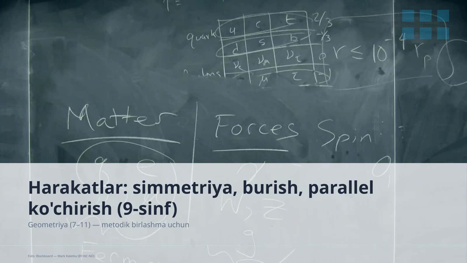 Harakatlar: simmetriya, burish, parallel ko'chirish (9-sinf) 1
