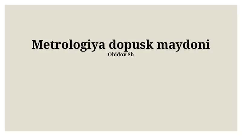 Metrologiya dopusk maydoni 1