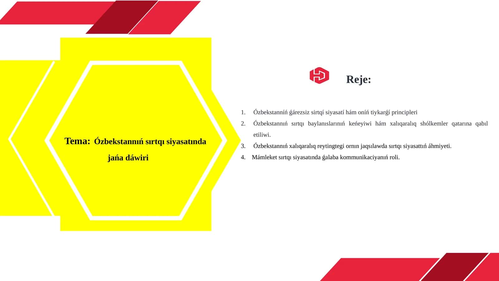 Ózbekstannıń sırtqı siyasatında jańa dáwiri 1