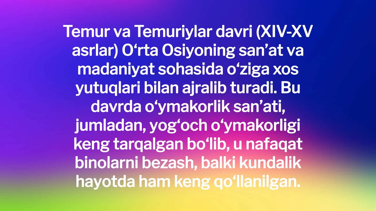 Temur va Temuriylar davri (XIV-XV asrlar) 1