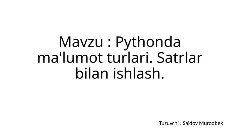 Pythondama'lumotturlari 1