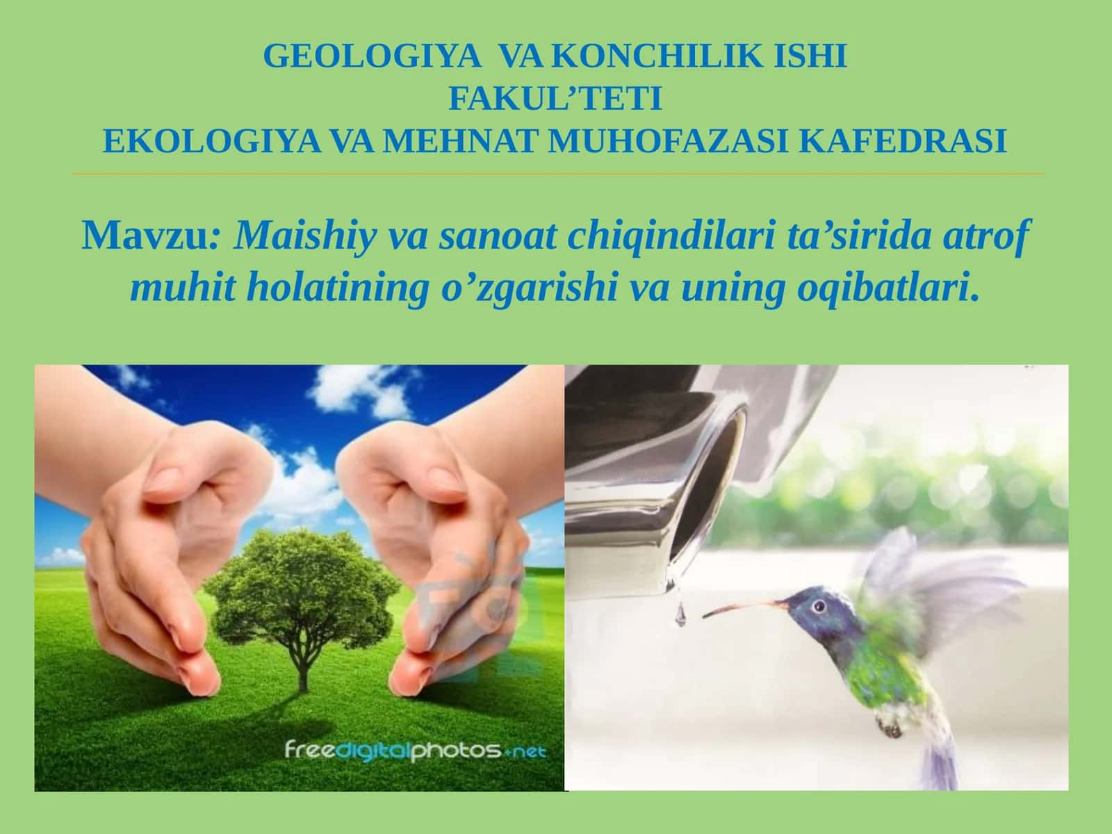 Maishiy va sanoat chiqindilari ta'sirida atrof muhit holatining o'zgarishi va uning oqibatlari 1