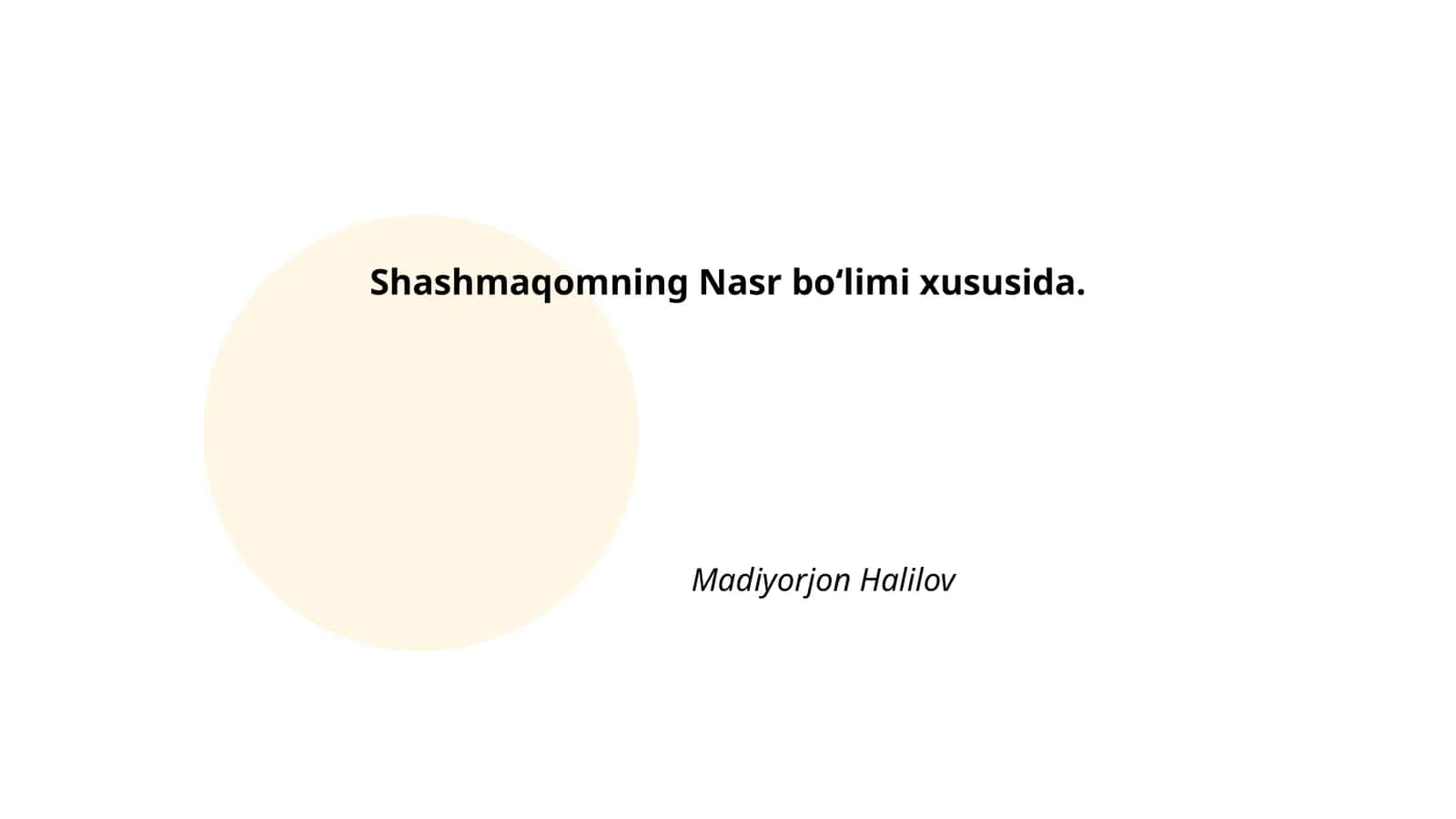 Shashmaqomning Nasr boʻlimi xususida 1