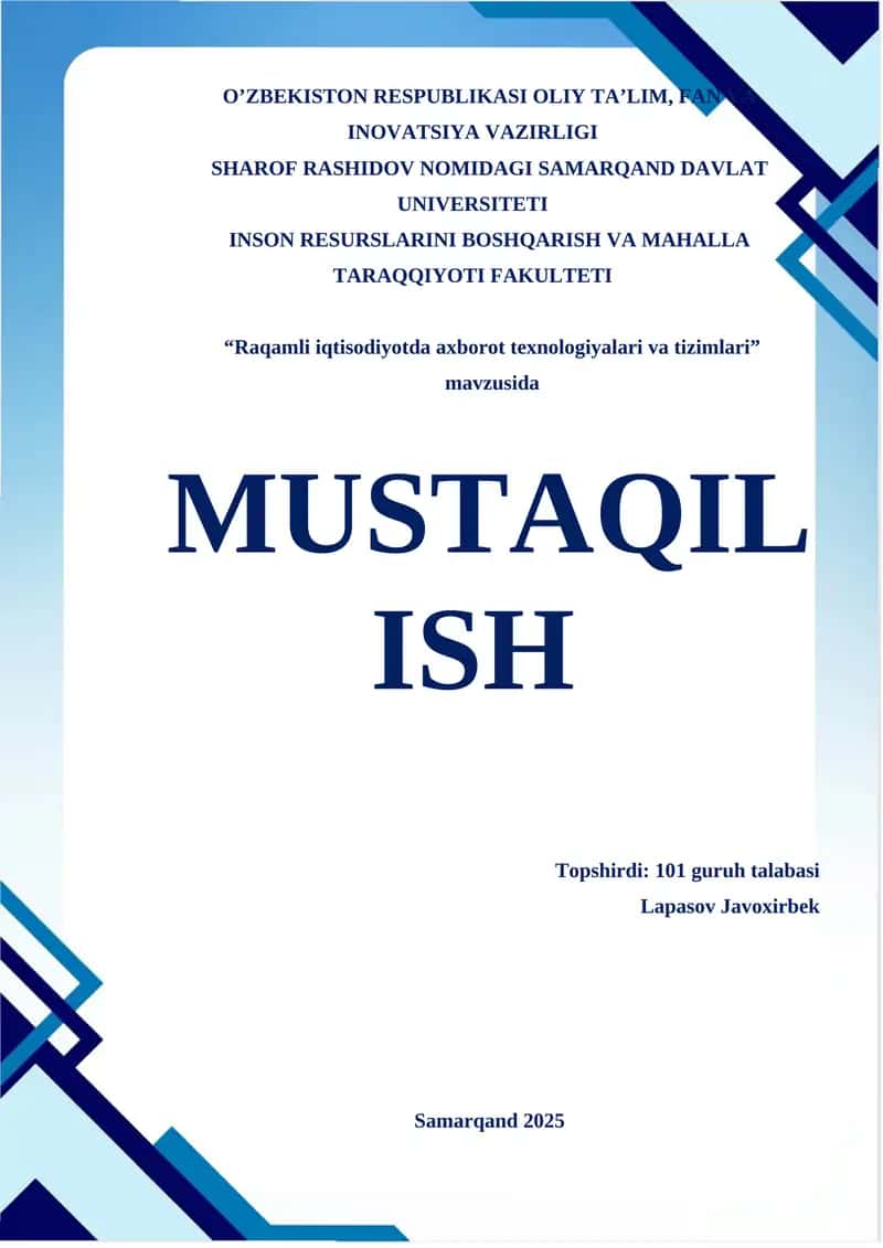 “Raqamli iqtisodiyotda axborot texnologiyalari va tizimlari” 1