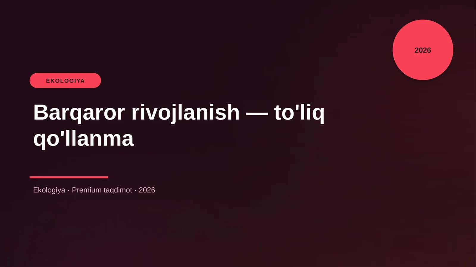 Barqaror rivojlanish — to'liq qo'llanma 1