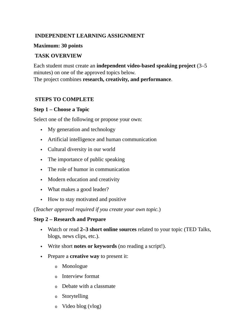 Independent Learning Assignment 1