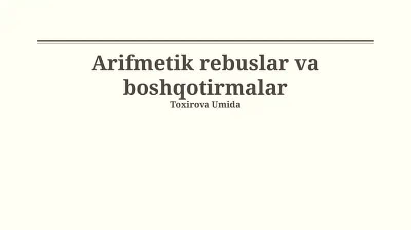 Tenglamalarni Yechishga O'xshash Topishmoqlar 1