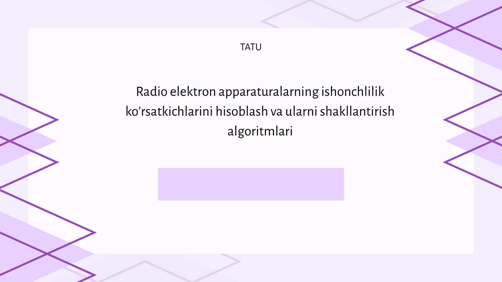 Radio elektron apparaturalarning ishonchlilik koʼrsatkichlarini hisoblash va ularni shakllantirish algoritmlari 1