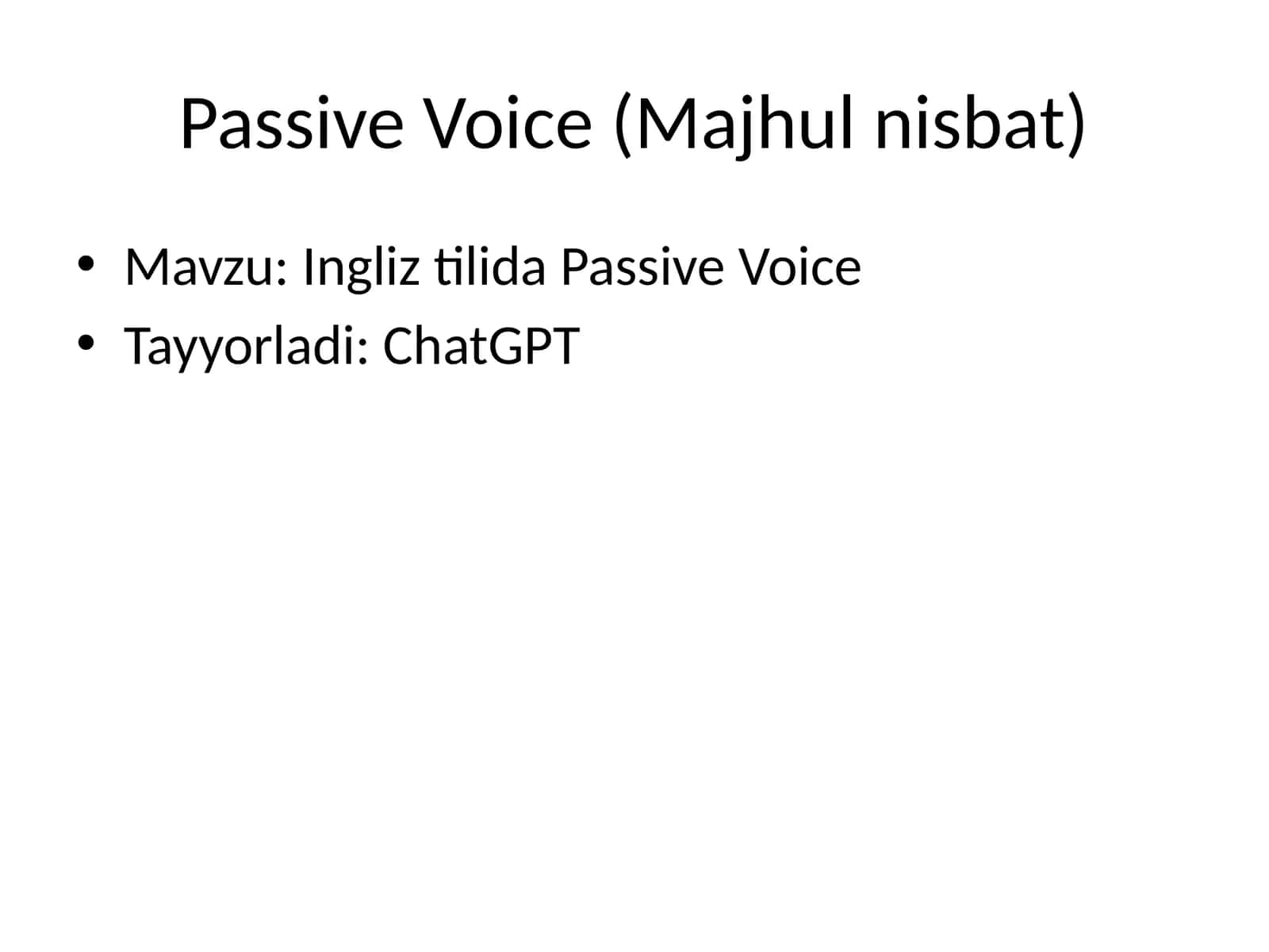Ingliz tilida Passive Voice 1