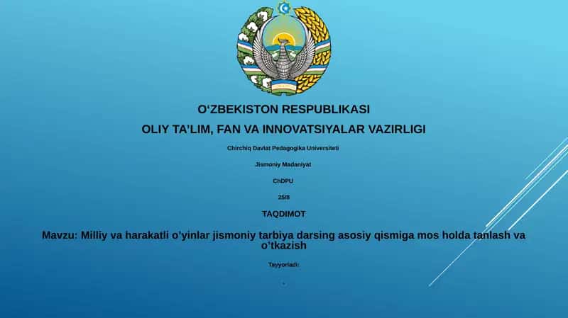 Milliy va harakatli o’yinlar jismoniy tarbiya darsi 1