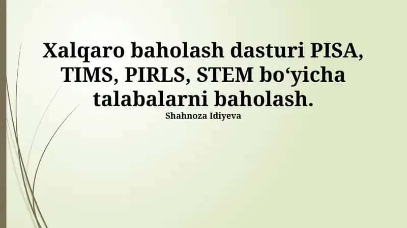 STEM Fanlari bo'yicha Talabalarni Baholash 1