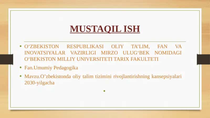 O‘zbekistonda oliy talim tizimini rivojlantirishning kansepsiyalari 2030-yilgacha 1