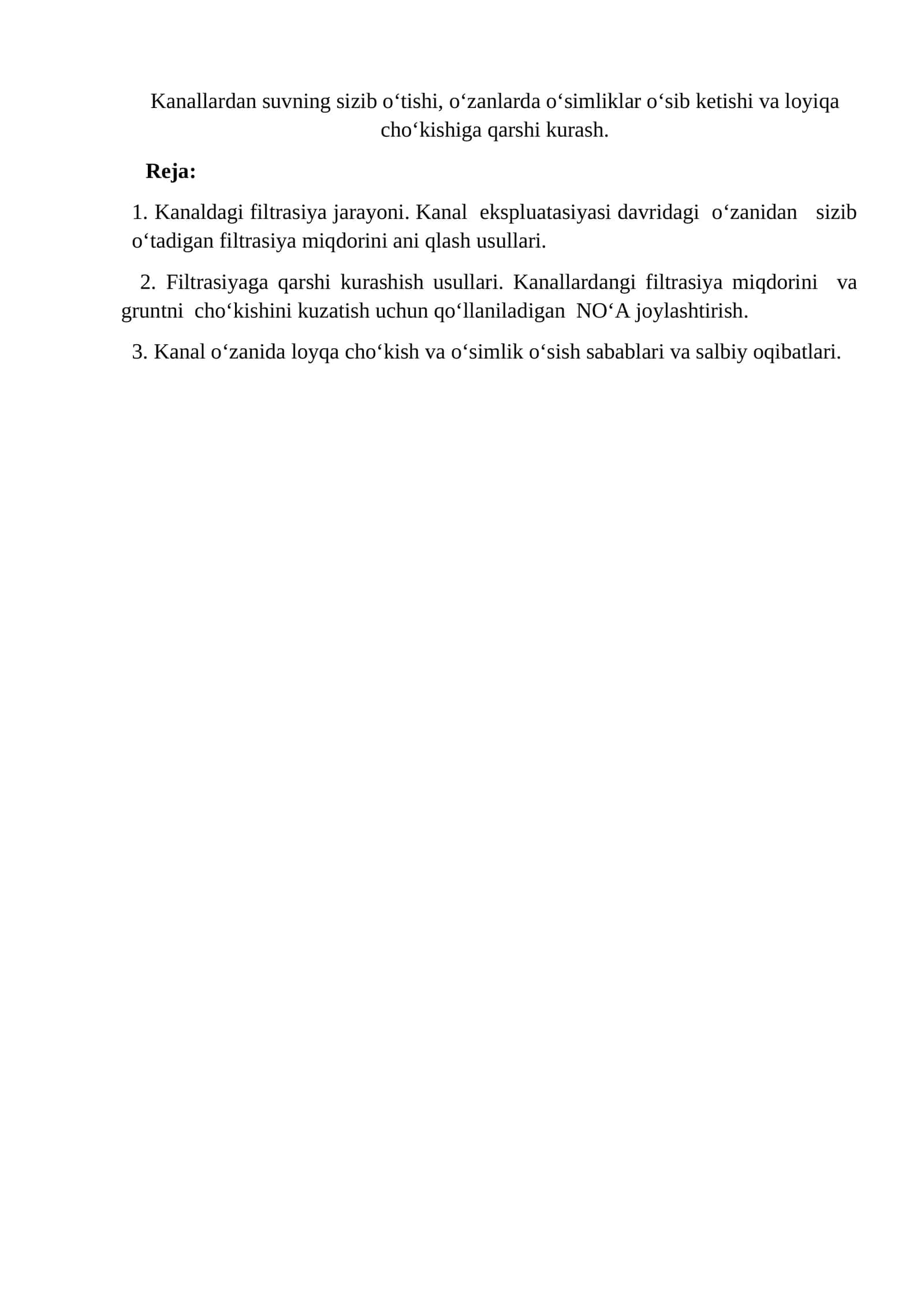 Kanaldagi filtratsiya jarayoni 1