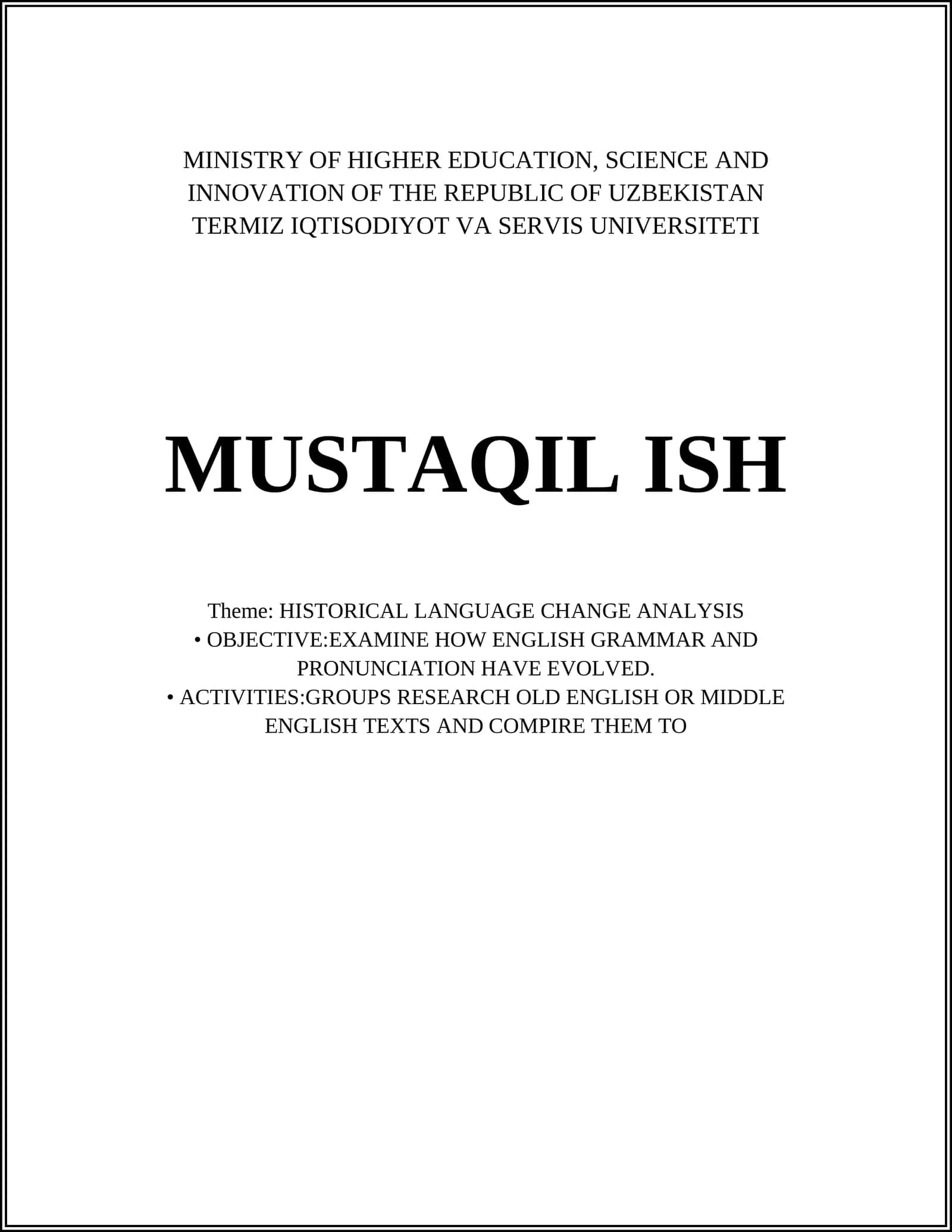 HISTORICAL LANGUAGE CHANGE ANALYSIS 1