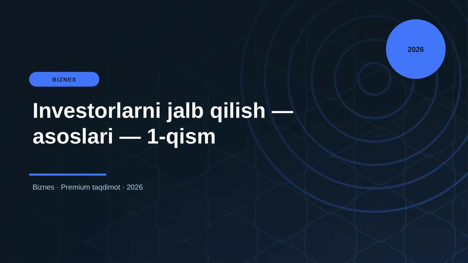 Investorlarni jalb qilish — asoslari — 1-qism 1