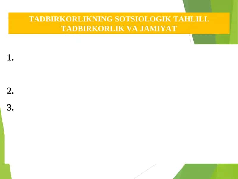 TADBIRKORLIKNING SOTSIOLOGIK TAHLILI 1