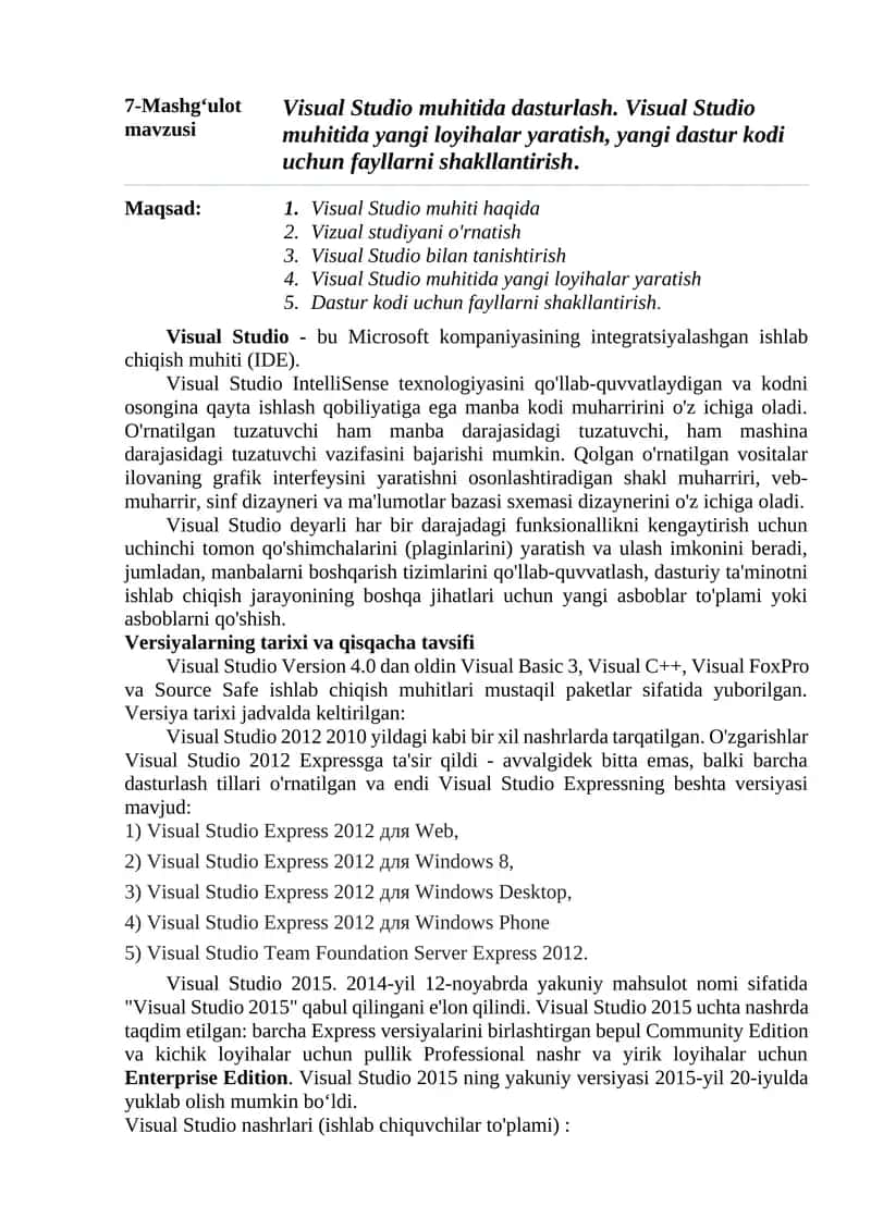 Visual Studio 1