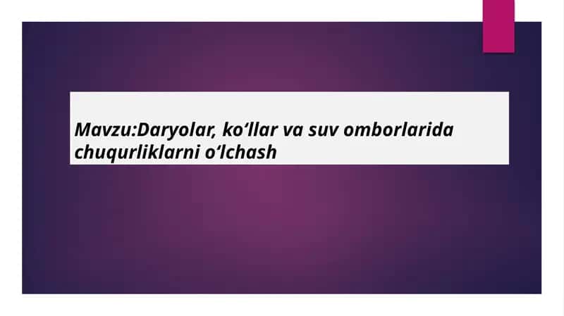 Chuqurlik o'lchashishlari 1